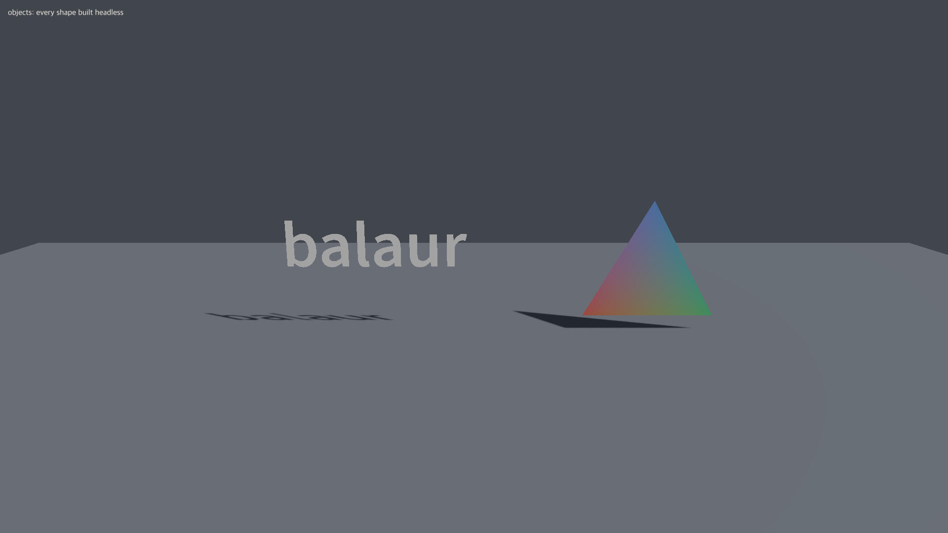 A word as a mesh, and a triangle coloured per vertex