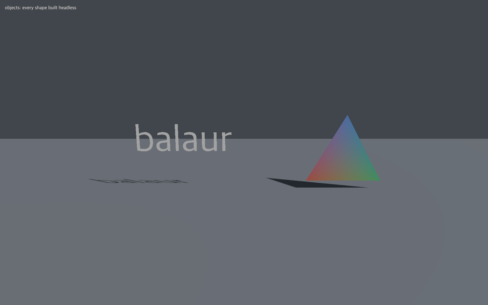 A word as a mesh, and a triangle coloured per vertex